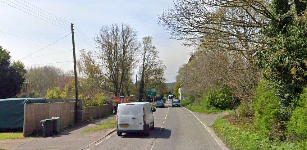 The A28 Ashford Road, near Chilham, was blocked in both directions after a lorry crash. Picture: Google