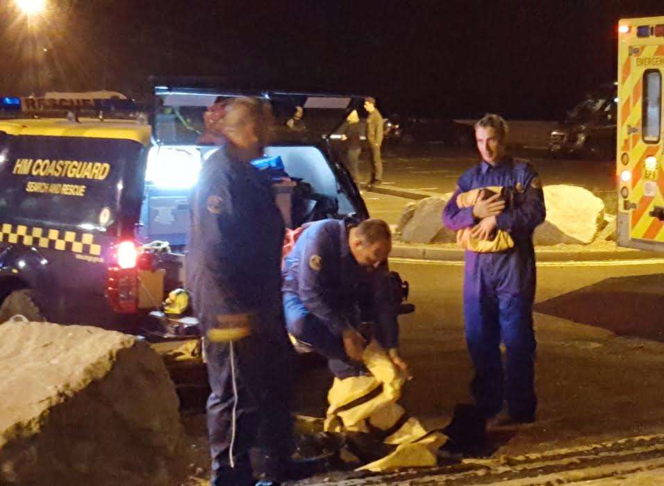 Coastguard officers at the scene