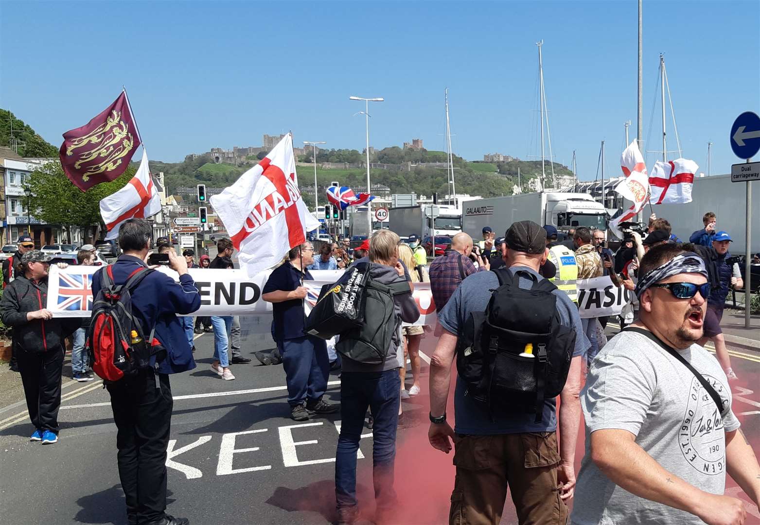 The demonstration at Dover on Saturday. Picture: Sam Lennon