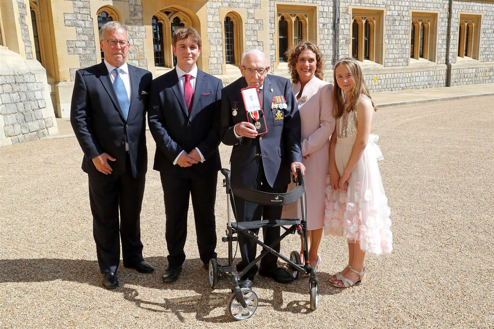 Captain Sir Thomas Moore with his family (Chris Jackson/PA)