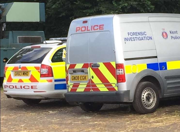 Police at Knights Place Farm, Cobham.