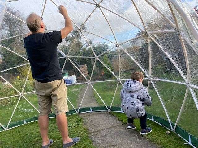 Charlotte's dad, Richard Blythe, and her youngest son Henry. Picture: Charlotte Maude