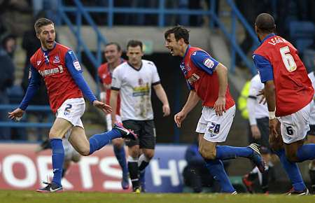 Matt Fish celebrates after scoring the only goal of the game