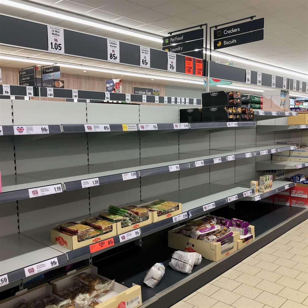 Some supermarket shelves are empty amid problems in the supply chain due to the number of workers having to self-isolate (Tom Wilkinson/PA)