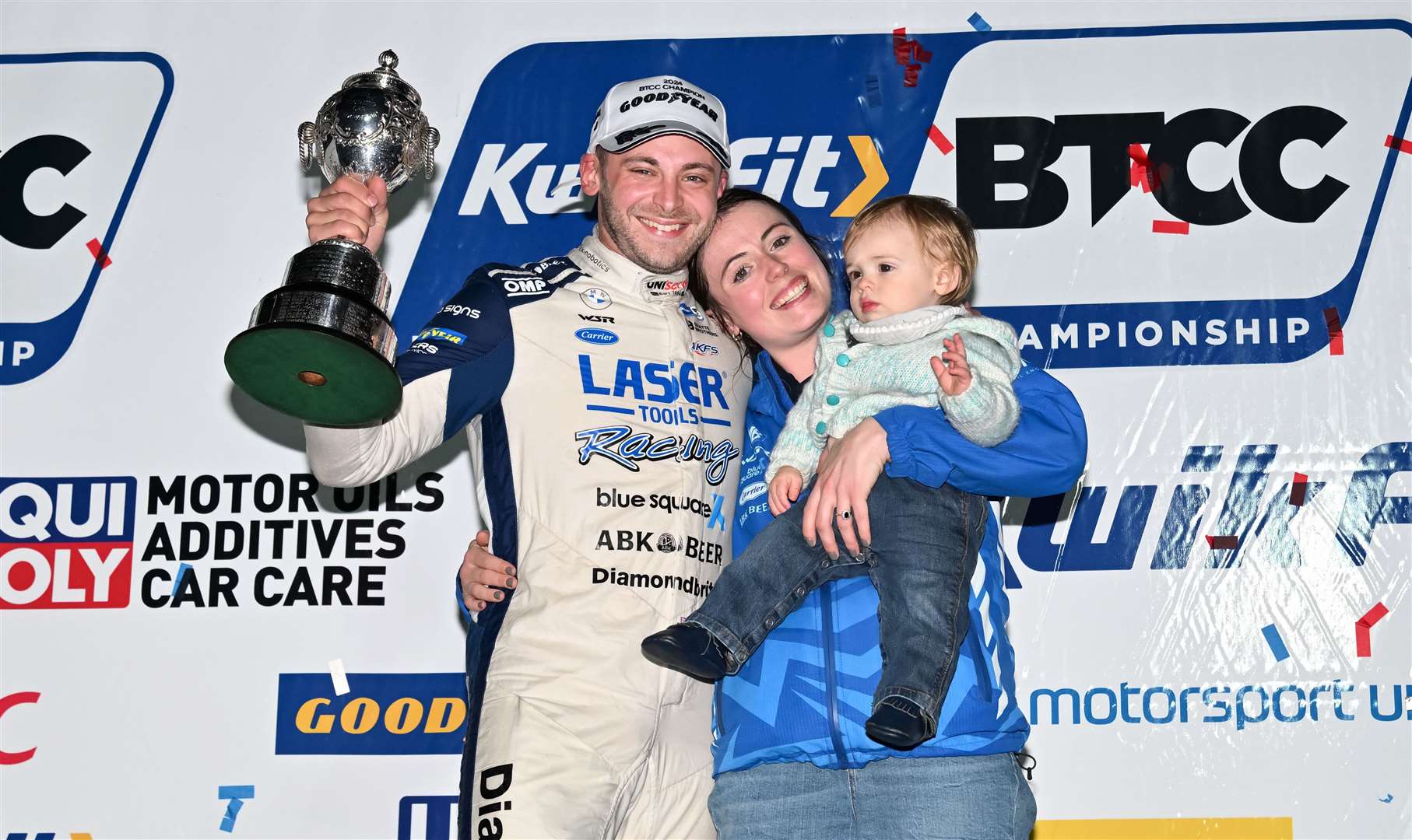 Hill with partner Hannah and son Jude. Picture: Simon Hildrew