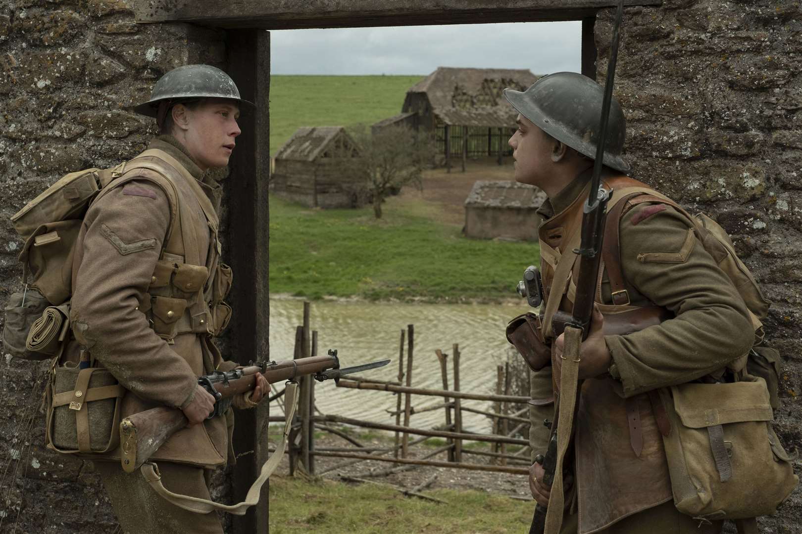 George MacKay as Lance Corporal William Schofield and Dean-Charles Chapman as Lance Corporal Tom Blake in 1917. Picture: PA Photo/Universal Pictures/DreamWorks Pictures/Storyteller Distribution Co., LLC/Francois Duhamel.