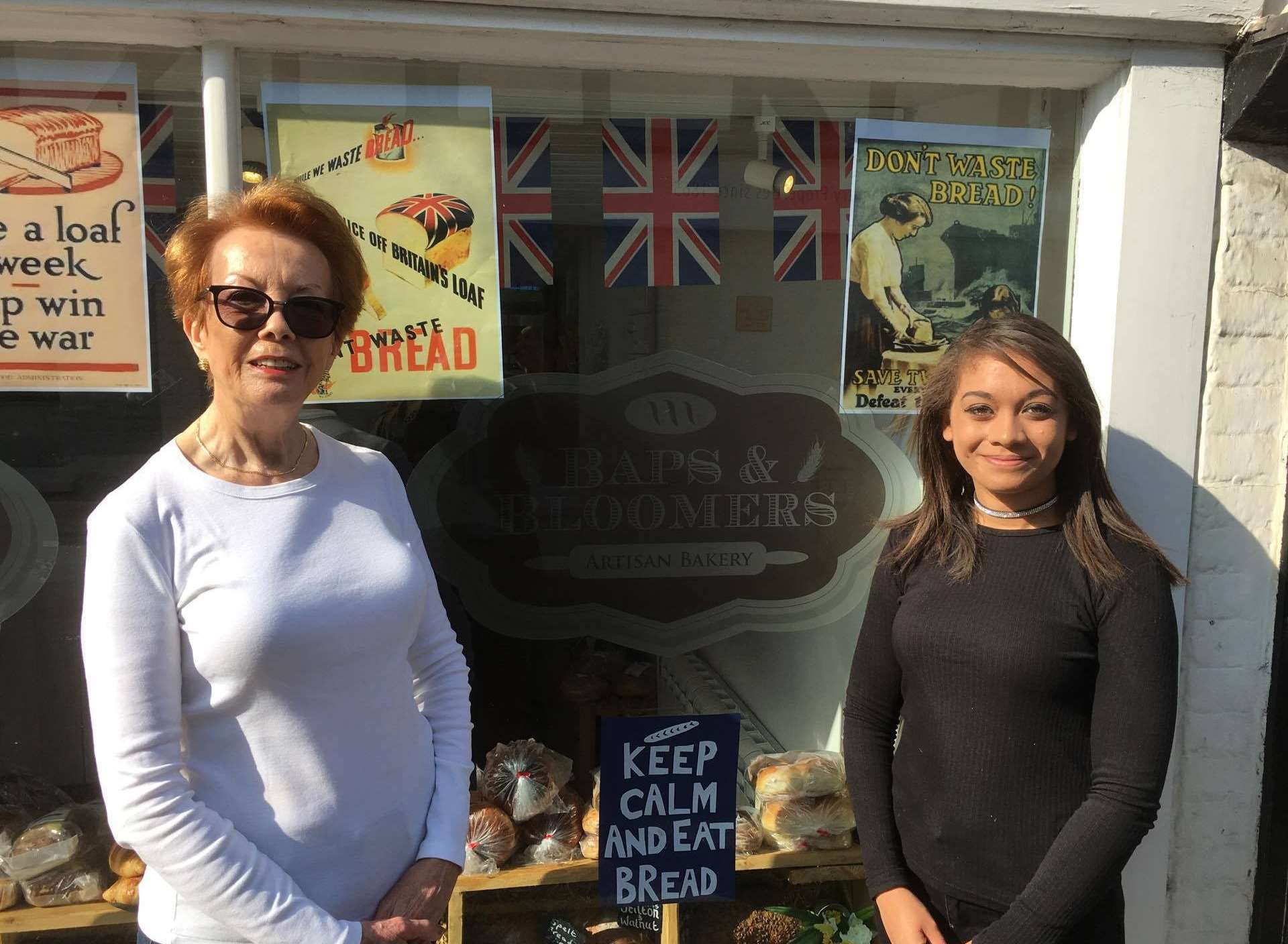 Organiser of the Sandwich Food Fayre Cllr Veronica Liote with Danielle Usherwood from Baps and Bloomers