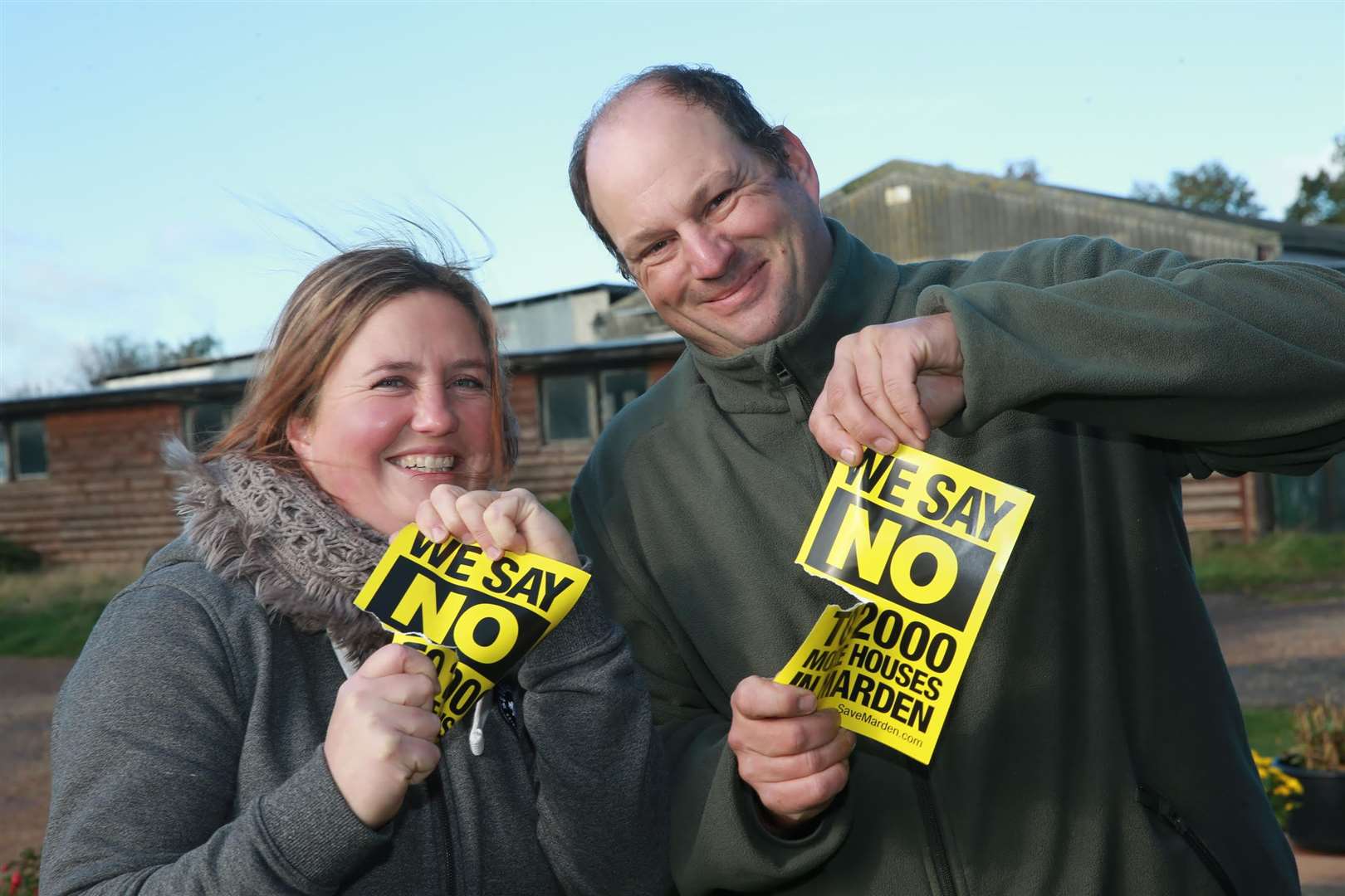 Claudine Russell and husband Tristan pictured after hearing the news that the idea of a garden village for Marden had been dropped