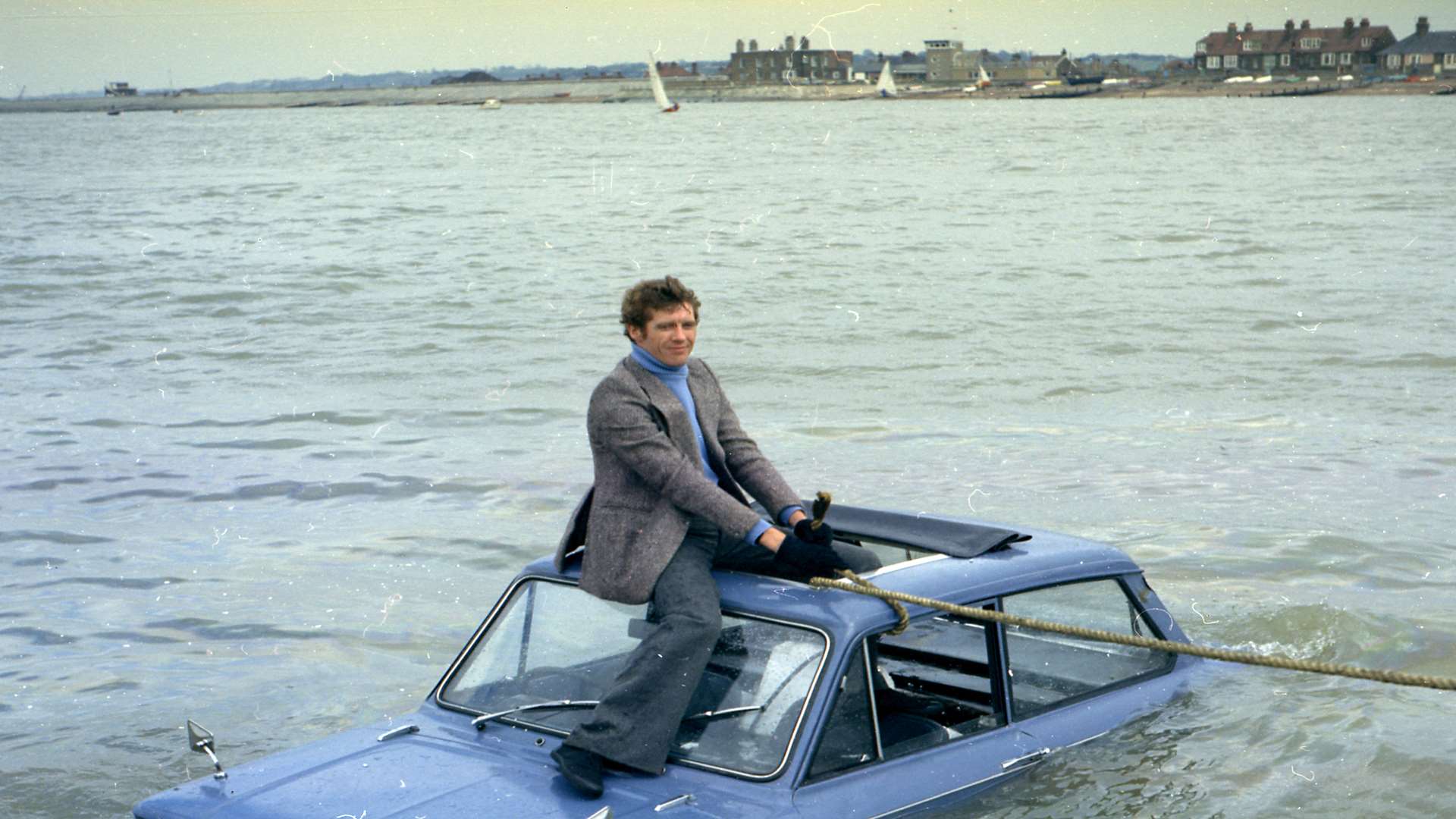 Some Mothers Do 'Ave 'Em star Michael Crawford during the filming of the episode Learning to Drive