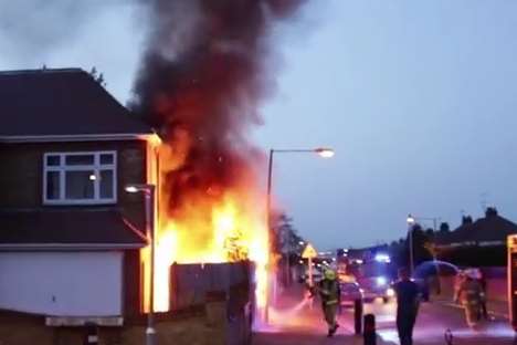 Firefighters tackle the blaze in Rainham. Picture: Rainhamhistory