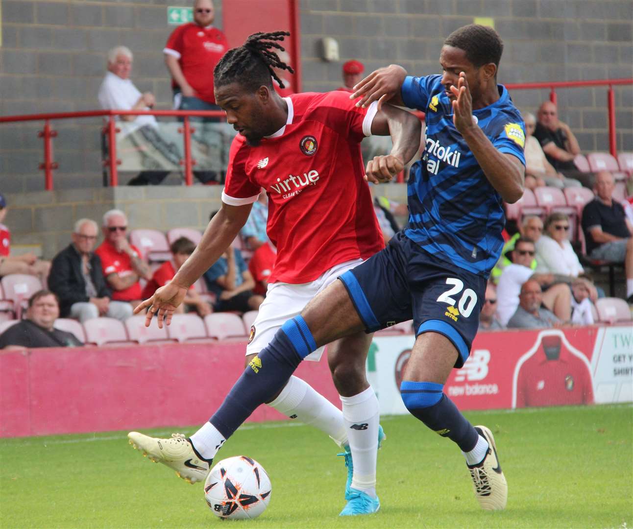 Ebbsfleet's Dominic Poleon in action during Saturday's final pre-season friendly, a 1-1 draw at home to Crawley last Saturday. Picture: EUFC