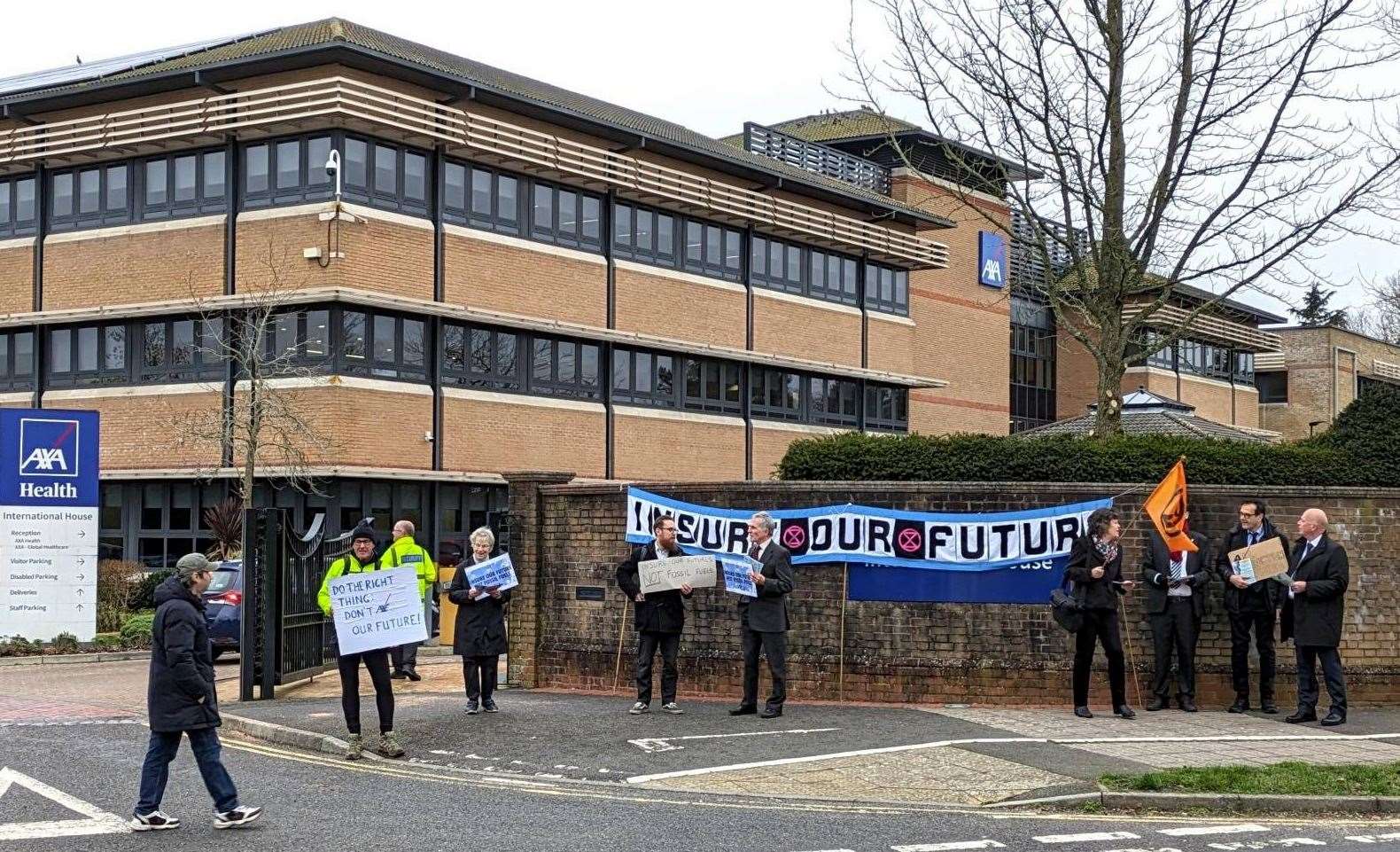 Demonstrators claim the insurance company has allowed fossil fuel expansion. Picture: XR Tunbridge Wells