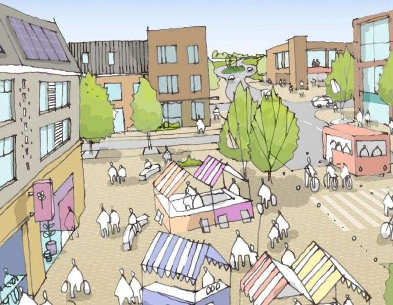 How the centre of the Heathlands Garden Community in Lenham could look. Picture: Maidstone Borough Council