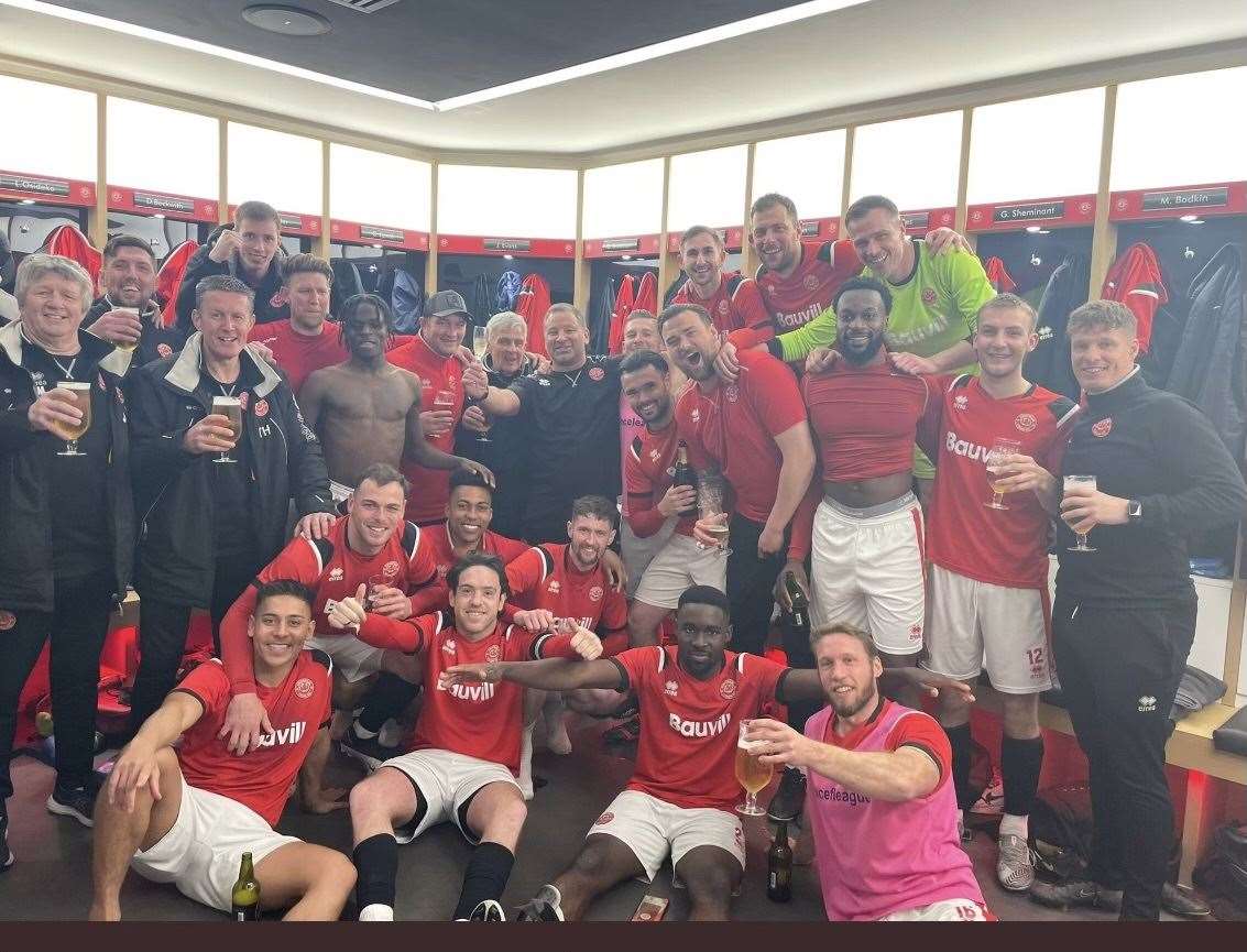 Chatham Town celebrate promotion from the Southern Counties East Premier Division (55985405)