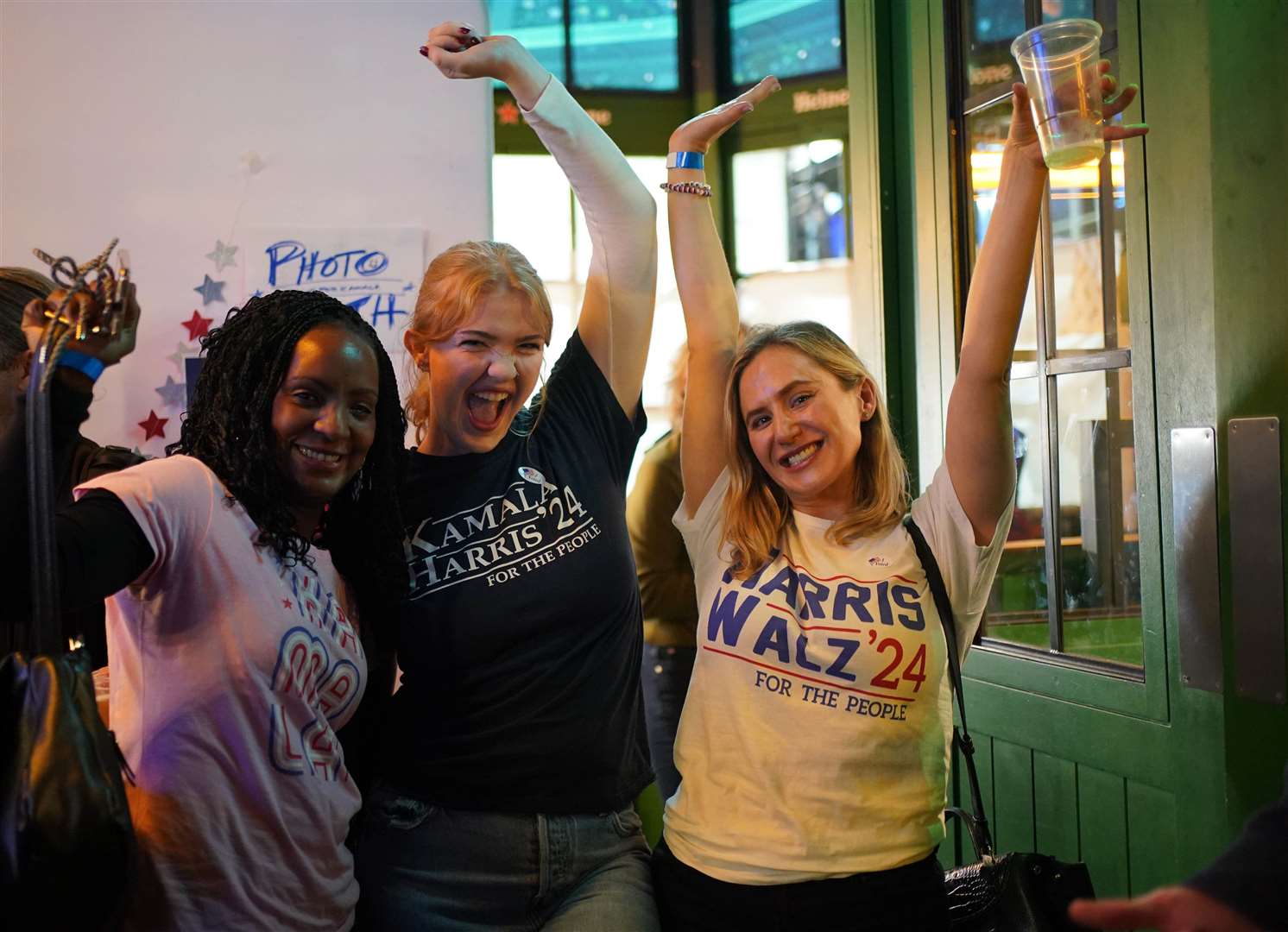 People at the Democrats Abroad US election watching event in central London (Yui Mok/PA)