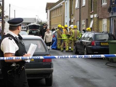 Firefighters at the scene of the blaze