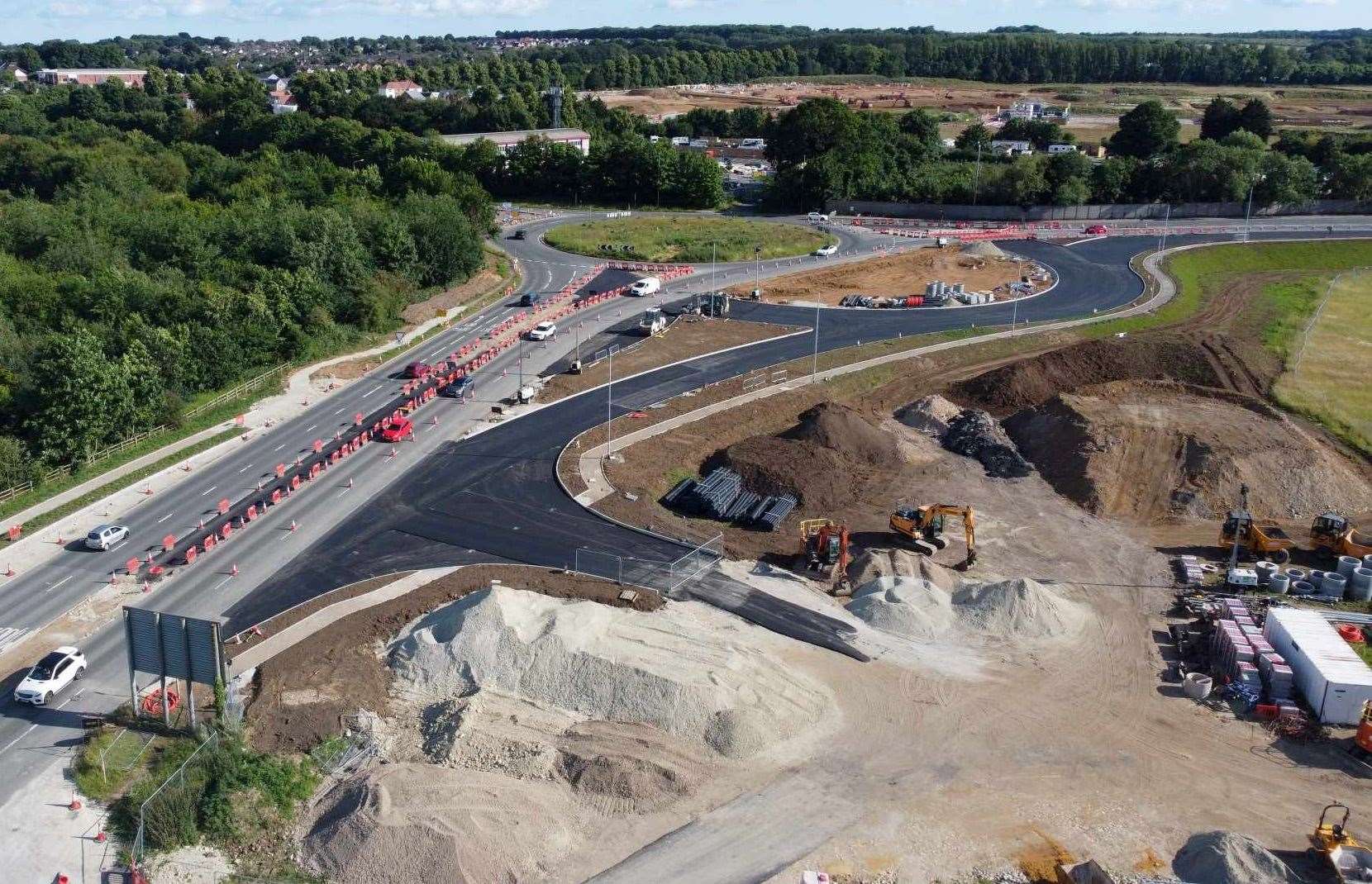 Work has been progressing on the A20 Coldharbour Roundabout improvement scheme. Picture: Simon Ratcliff