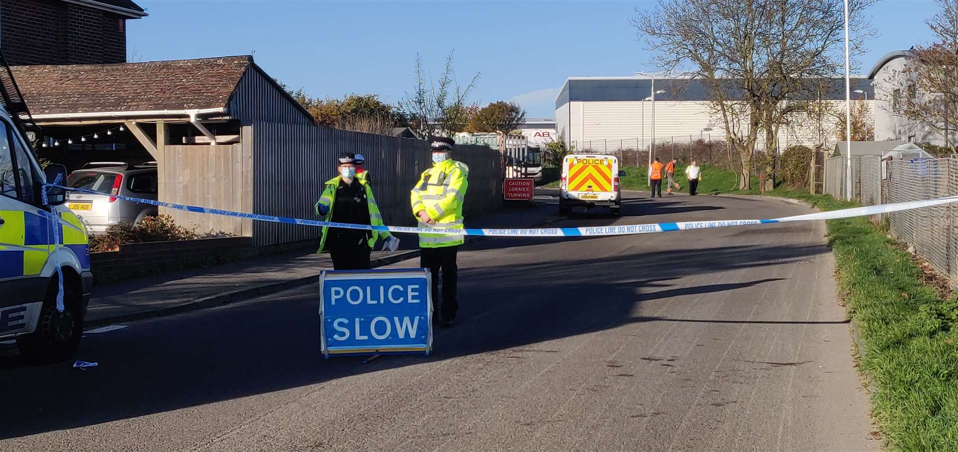 Police remain at the scene. Picture: Rhys Griffiths