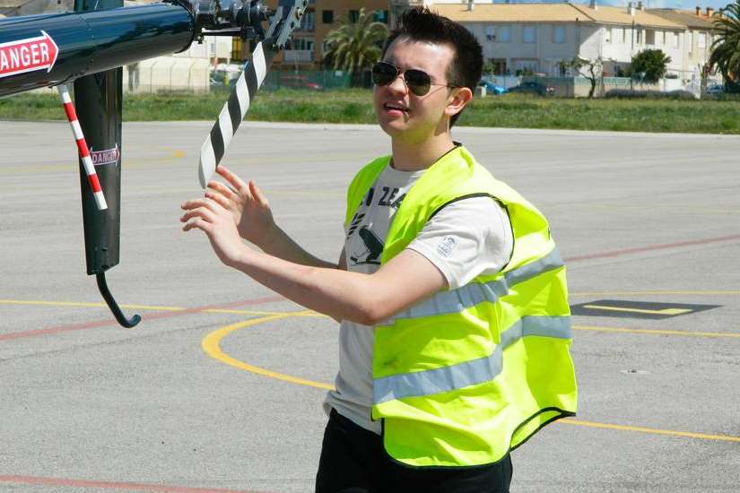 Helicopter pilot Paul Smith on the tarmac