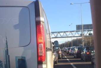 Traffic is gridlocked after a crash on the A2. Picture: Harry Wade.