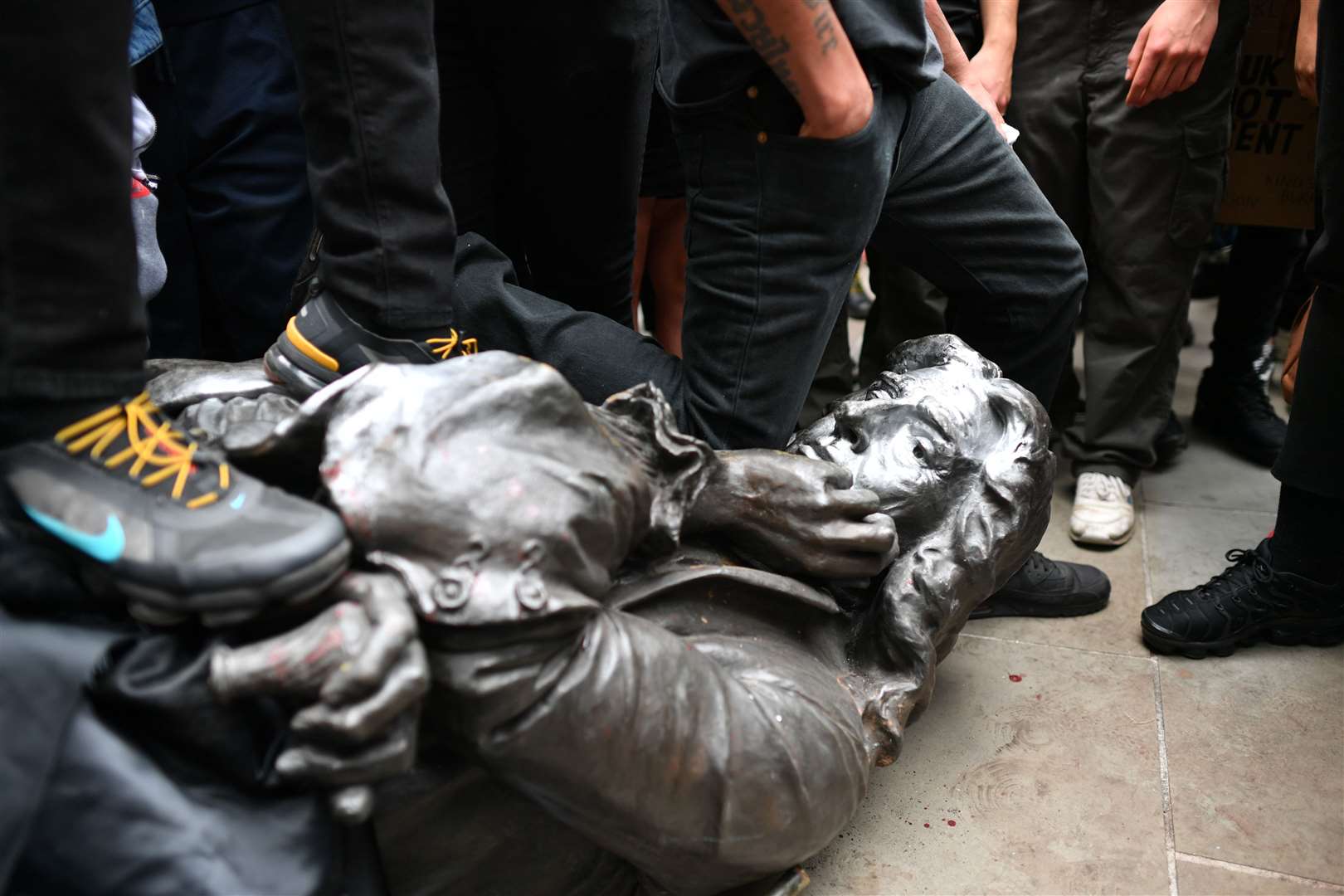 Protesters pulled down a statue of slave trader Edward Colston in Bristol (Ben Birchall/PA)