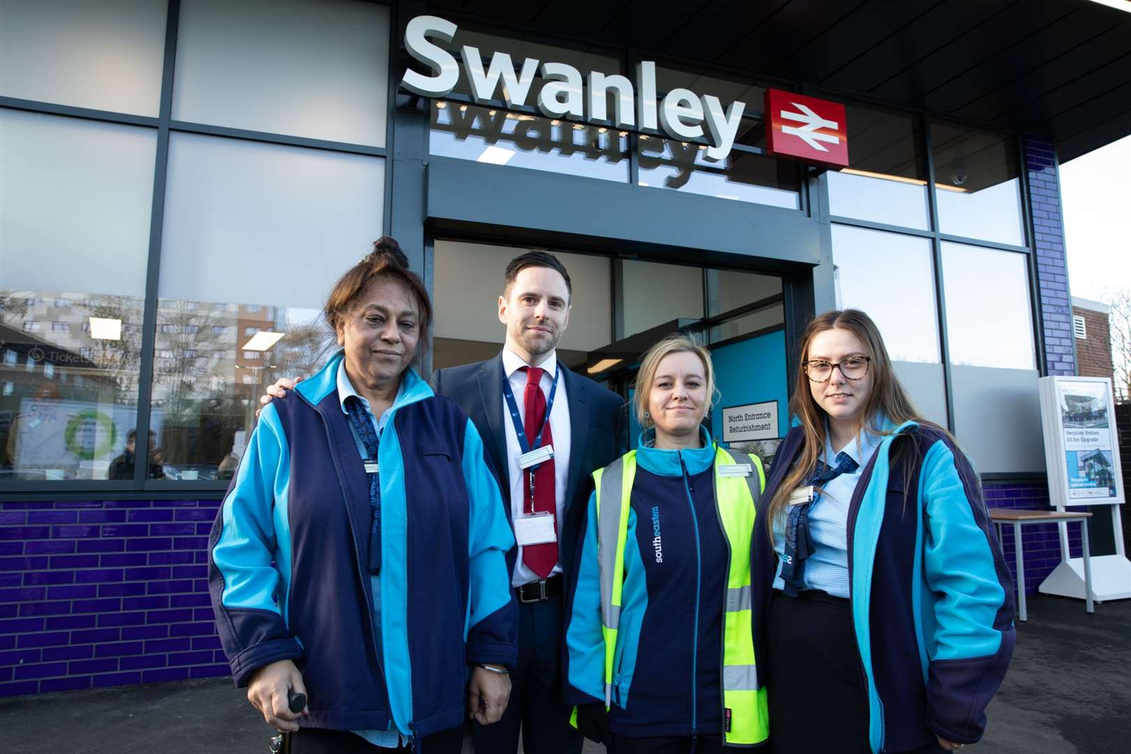 From left: The Swanley Southeastern team Chinbra Kaur, manager Matt Hawken, Anna Oracz and Zoe Pratten. Picture: Southeastern Railway