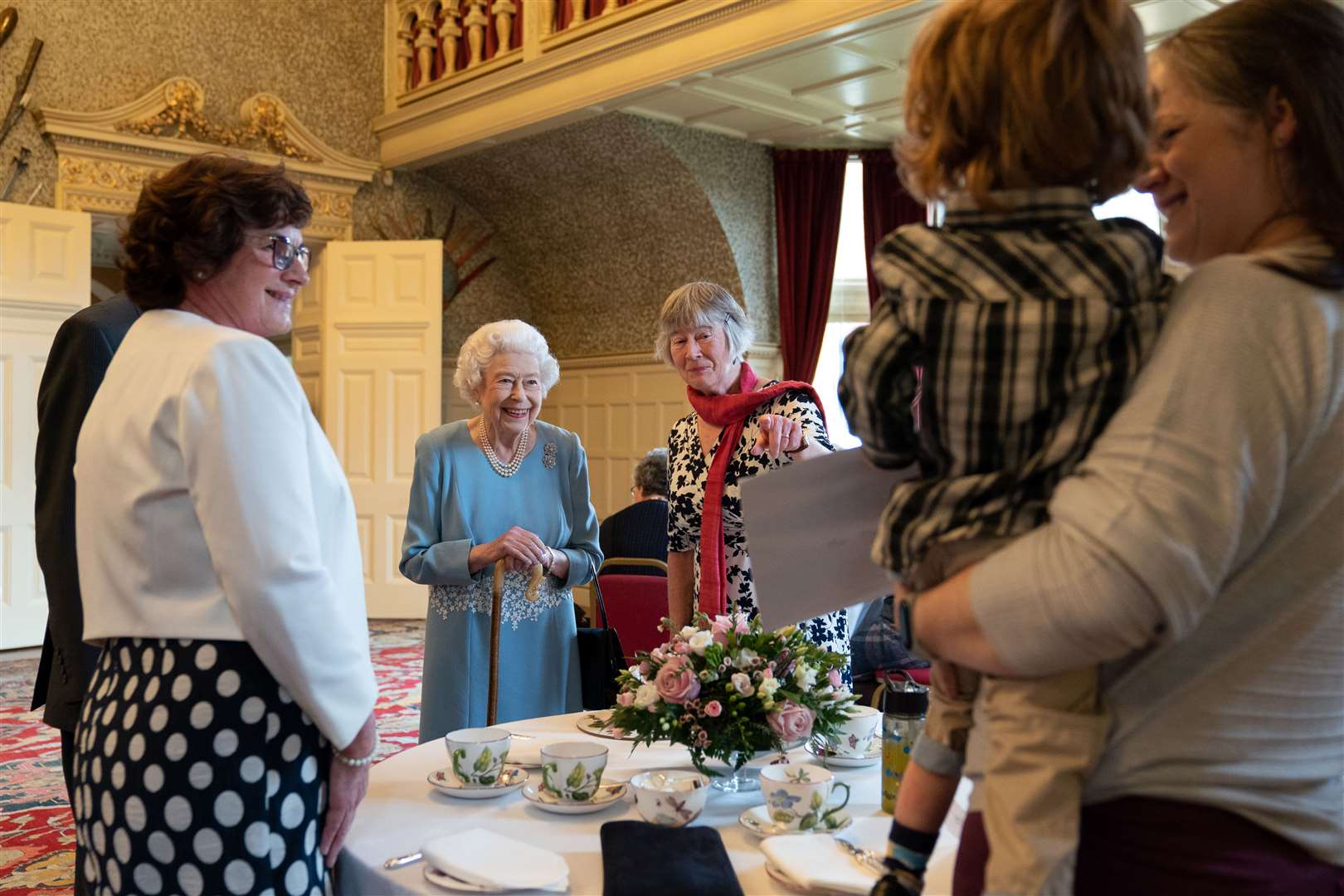 The Queen chatting to guests (Joe Giddens/PA)