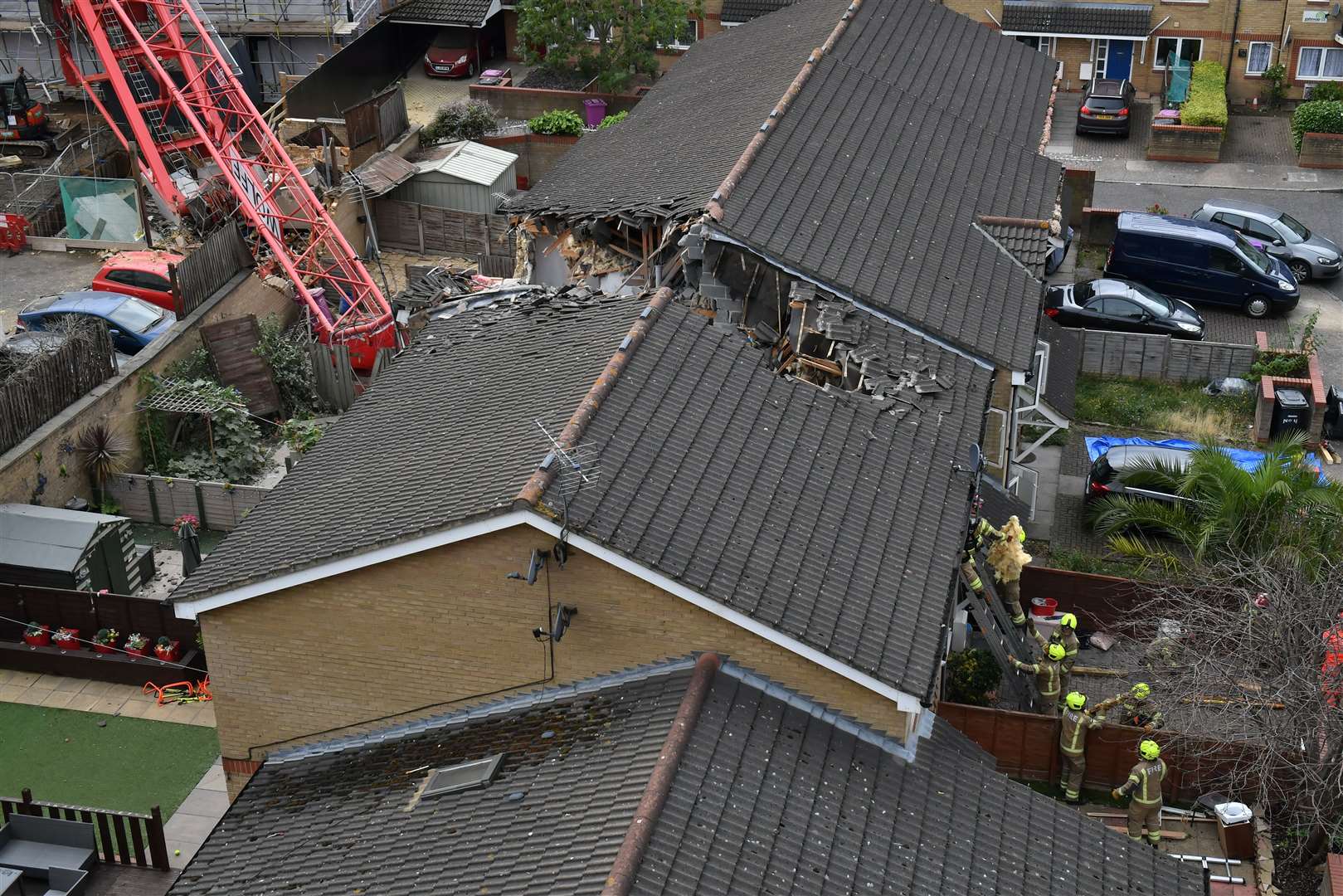 The scene in Bow, east London, where a 20-metre crane collapsed (Dominic Lipinski/PA)