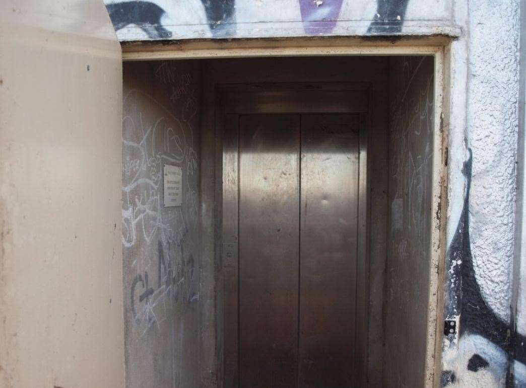 The entrance to the ailing lift at beach level