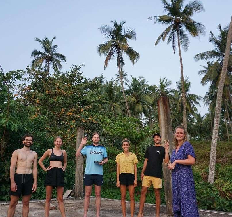 Rob Lewis (third from left) has been in Sri Lanka since March (Rob Lewis/PA)