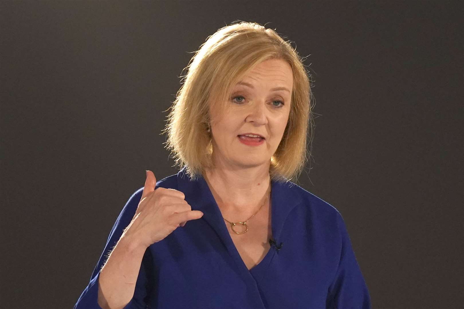 Liz Truss speaking at the All Nations Centre in Cardiff (PA/Jacob King)