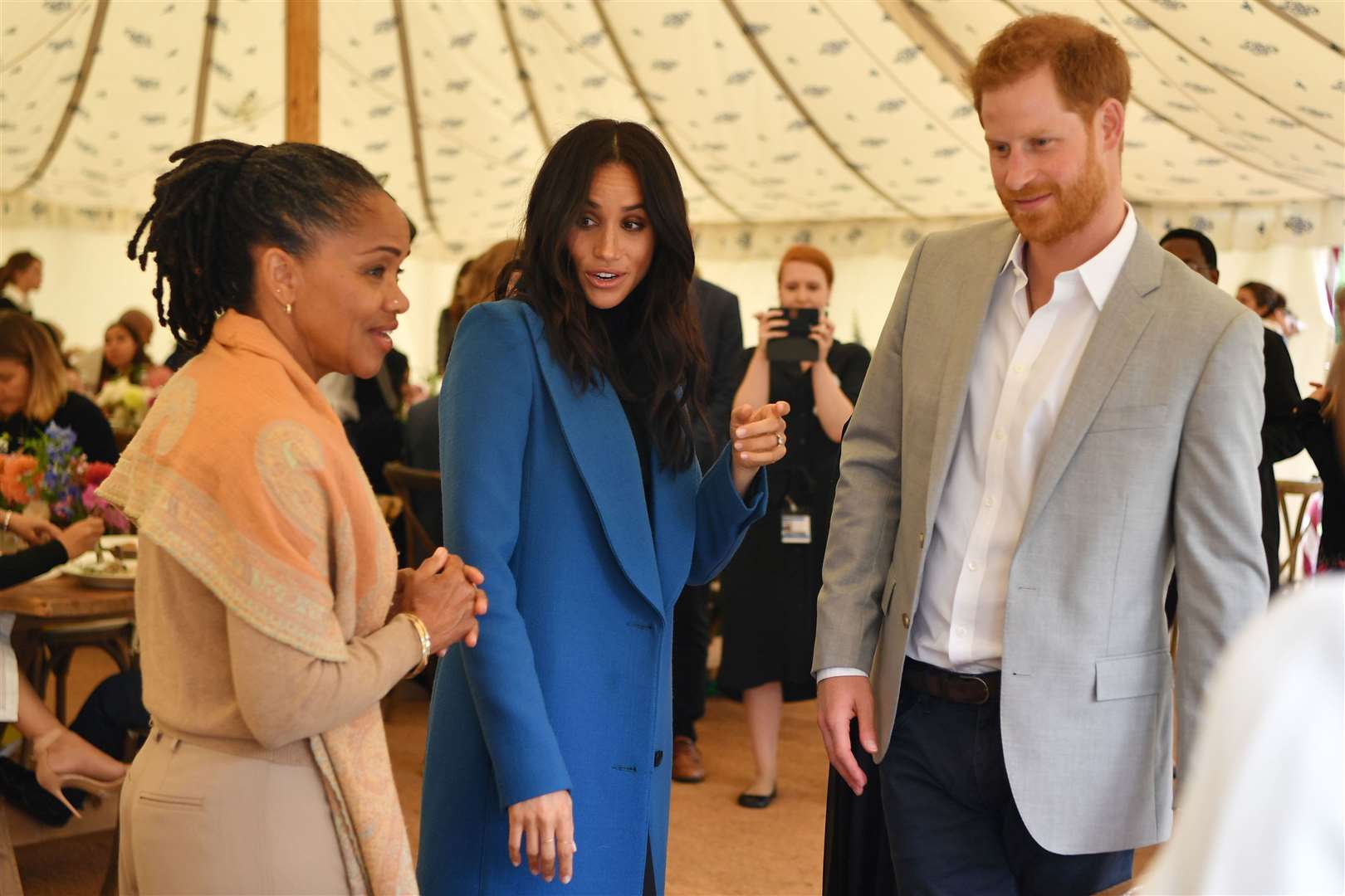 The Duchess of Sussex with the Duke of Sussex and her mother, Doria Ragland (Ben Stansall/PA)