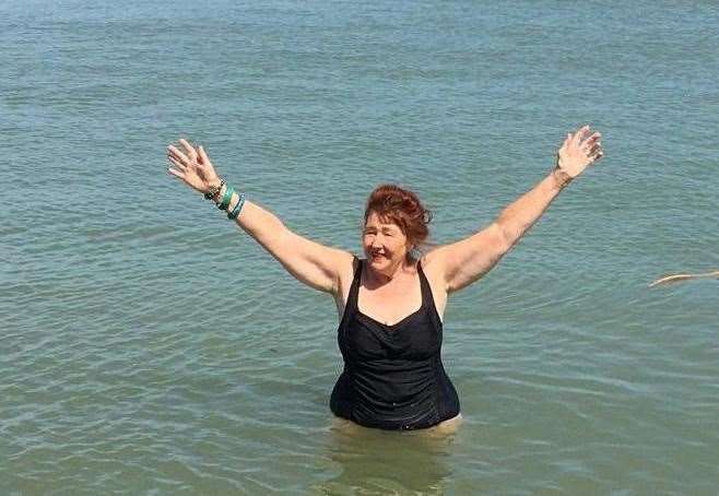 Chris Reed swimming at Sheerness beach on the Isle of Sheppey