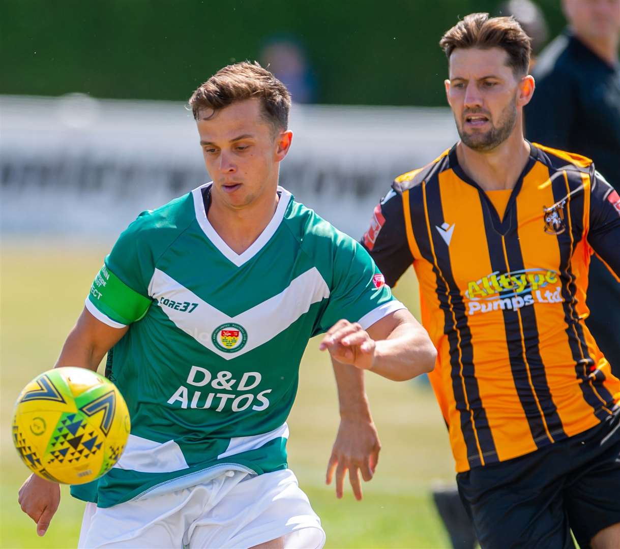 Ashford’s Johan Ter-Horst up against Folkestone's James Rogers. Picture: Ian Scammell