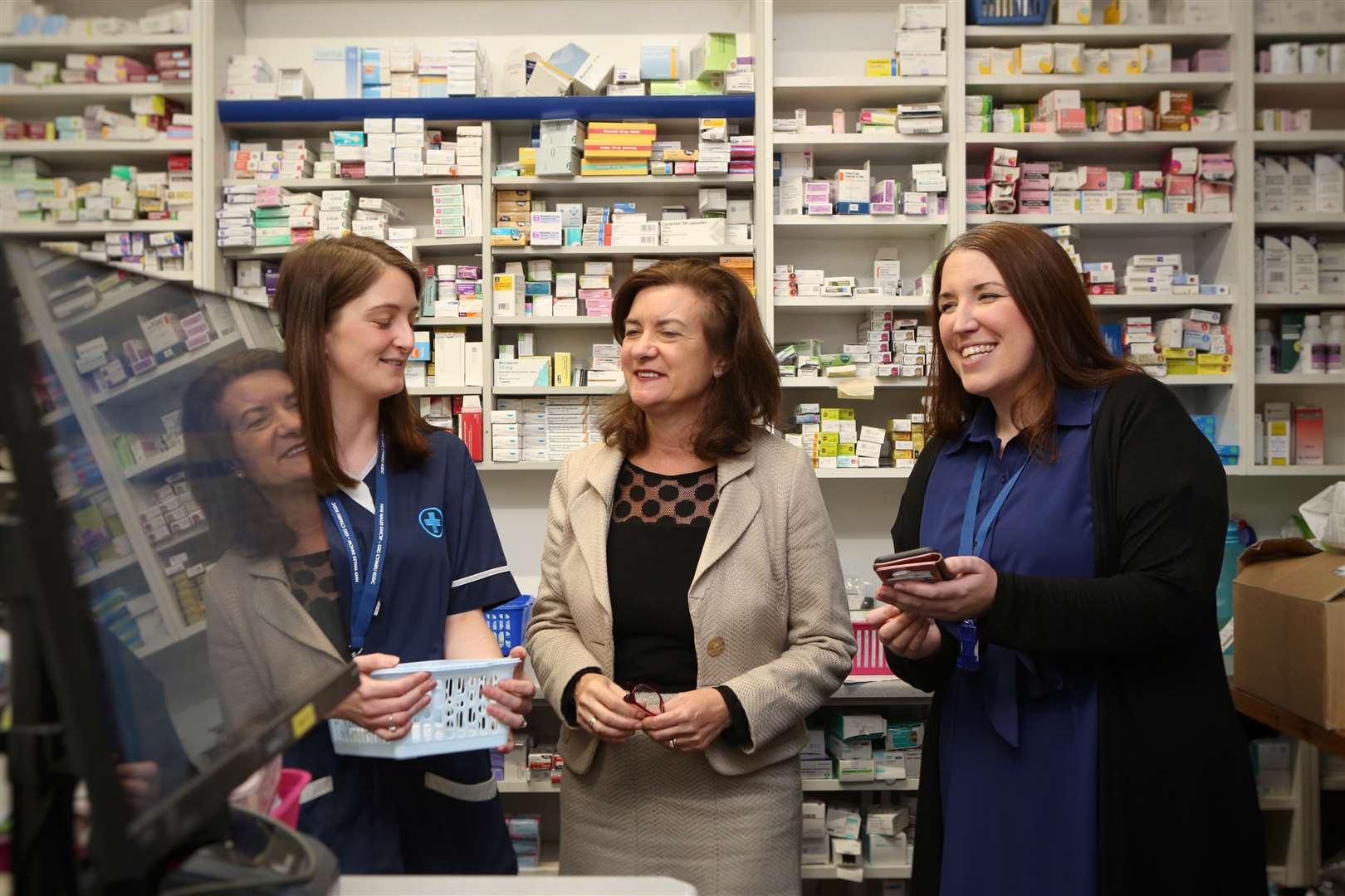 Eluned Morgan visiting a pharmacy (Welsh Government/PA)