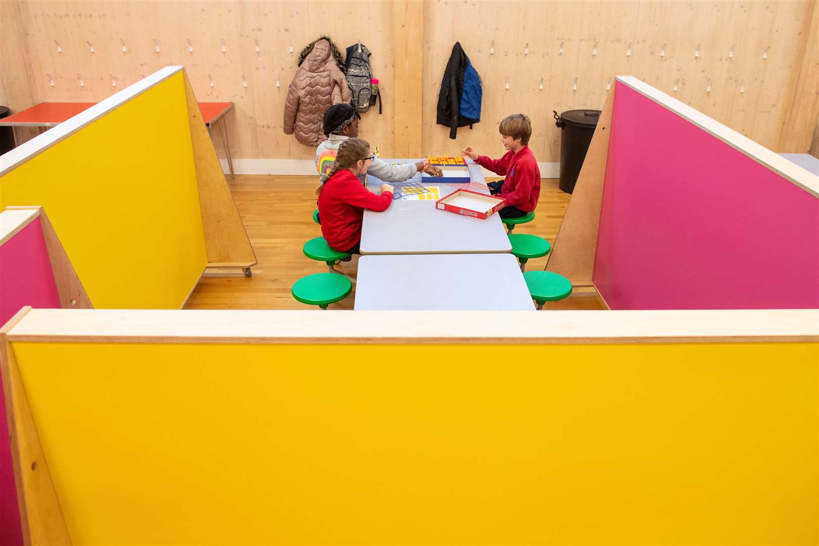 Colourful barriers were also used to break up play areas (Dominic Lipinski/PA)