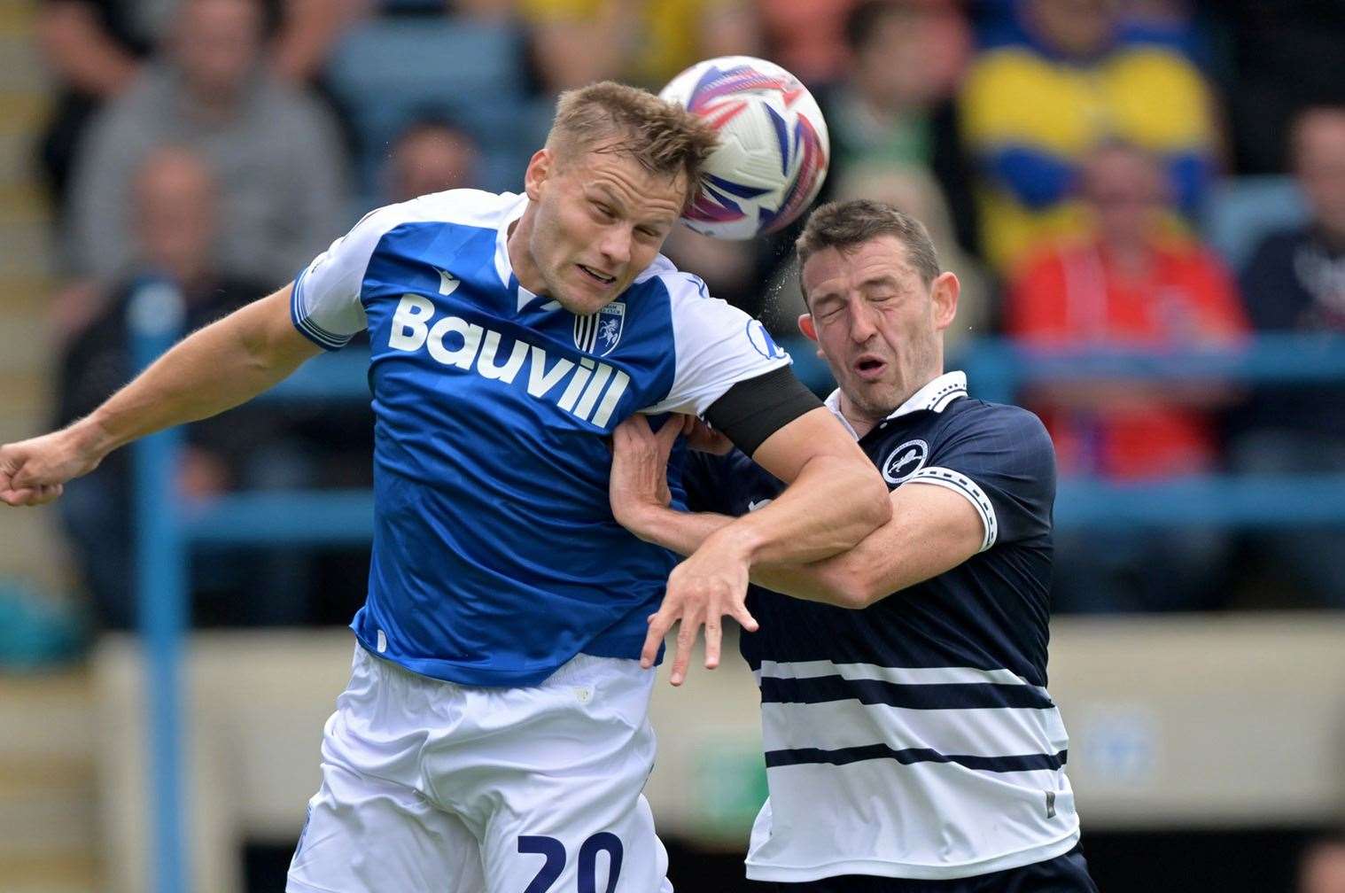 Elliott Nevitt in pre-season action for Gillingham. He’s been injured since the start of the season Picture : Keith Gillard