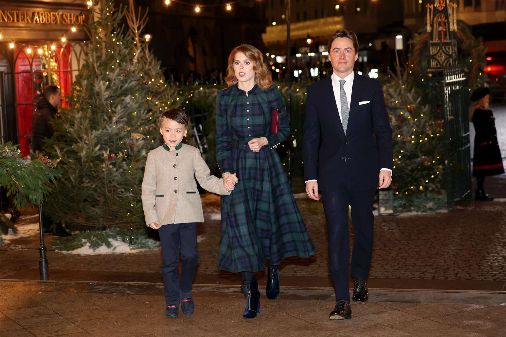 Wolfie, Princess Beatrice and Edoardo Mapelli Mozzi arriving for the Princess of Wales’s Together At Christmas service at Westminster Abbey in 2023 (Chris Jackson/PA)