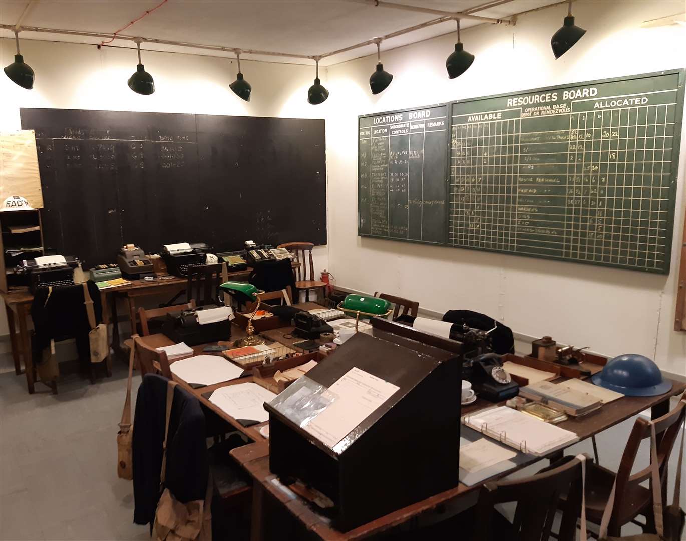 Inside the district control room where tally boards would record the available civil defence resources. Photo: Sean Delaney