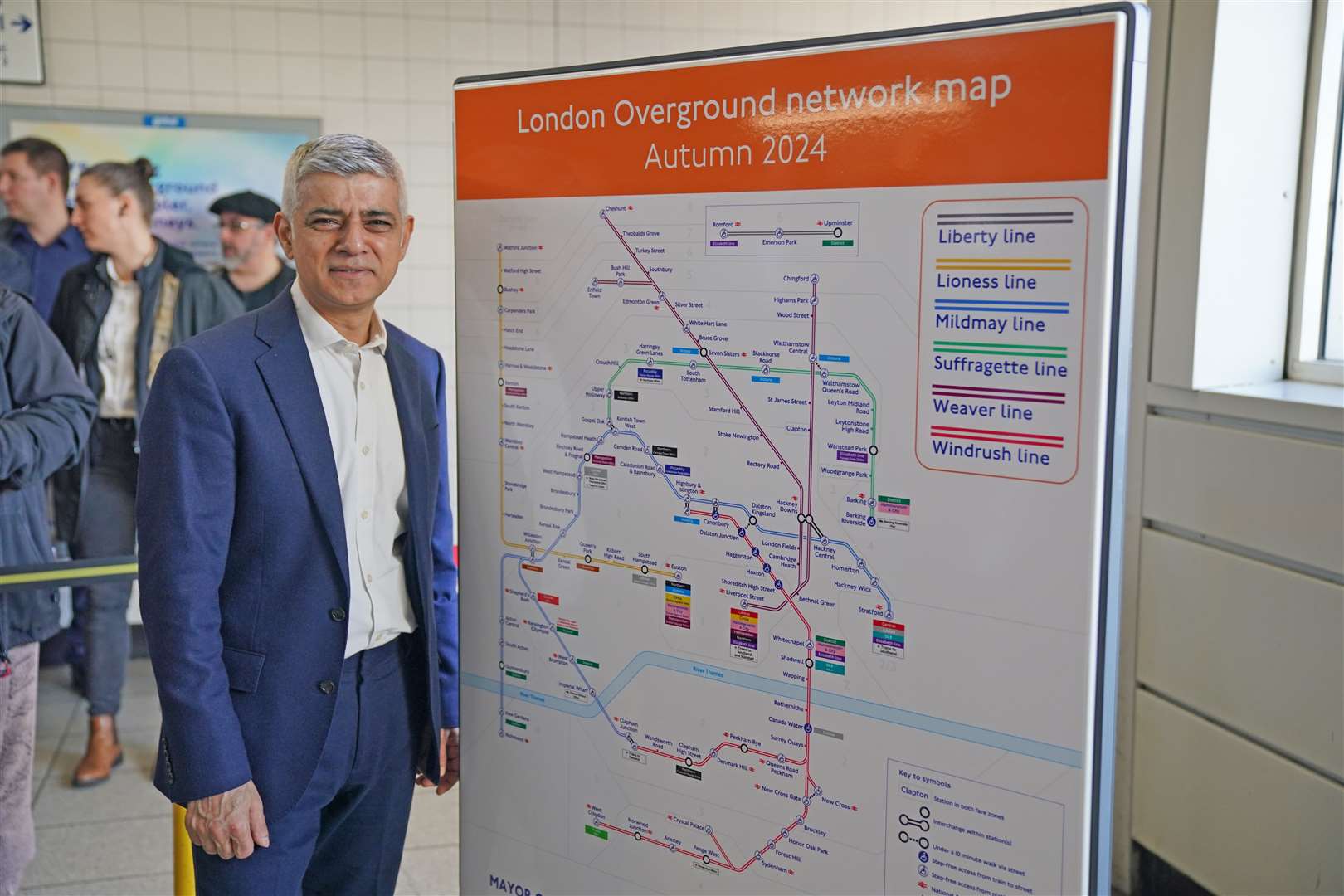 Mayor of London Sadiq Khan announced in February that London Overground lines would be given names and colours (Jonathan Brady/PA)