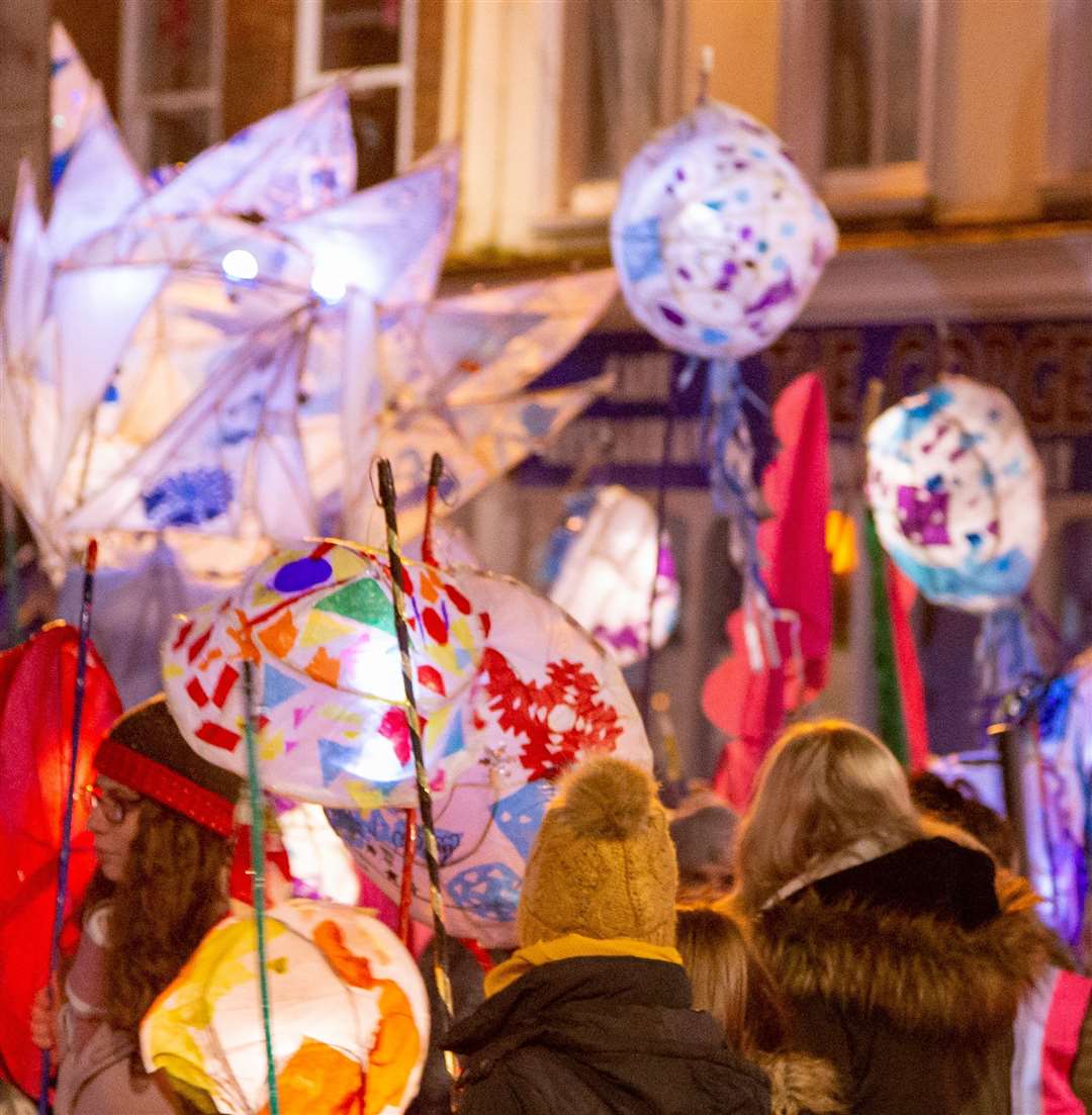 The Carnival of Baubles is a procession of giant, illuminated baubles decorated by pupils from across Ashford