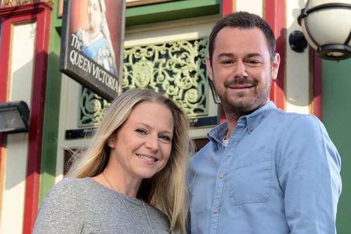 Danny Dyer and Kellie Bright behind the scenes of EastEnders