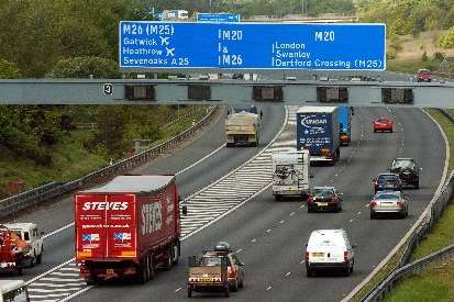 M20 junction 3 interchange with M26, near Wrotham