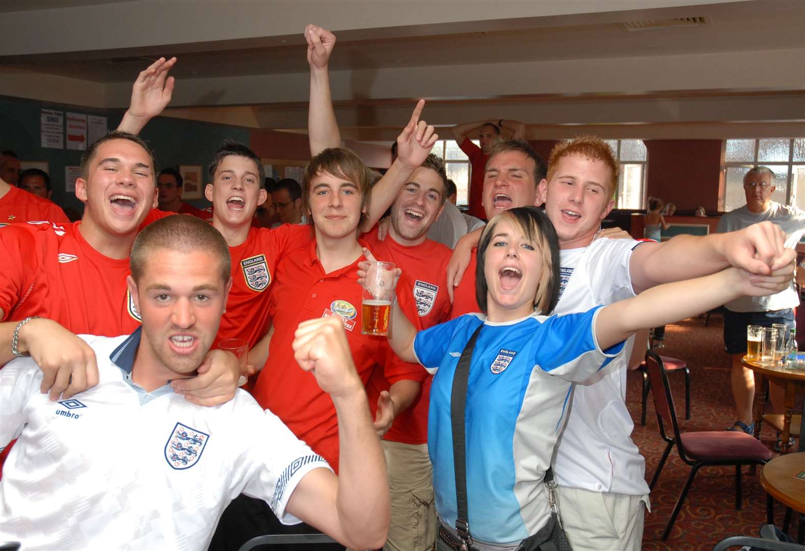 Supporters at the United Services Club in Rainham watch England take on Portugal at the 2006 World Cup