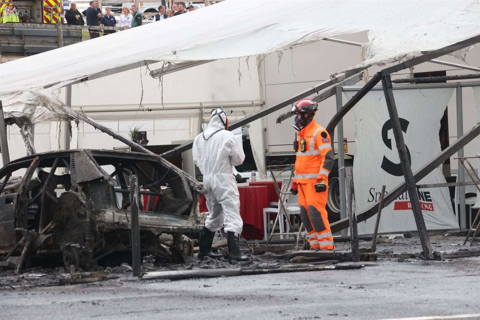 The burnt out vehicles at Lydden Hill race circuit. Picture: UKNIP