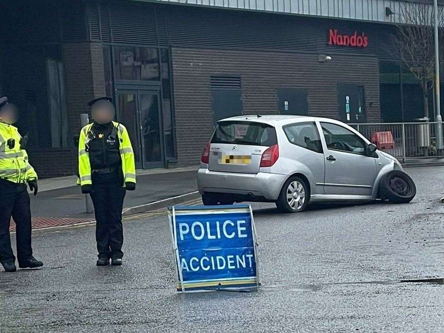 The damaged car in Sittingbourne. Picture: @Georgia01593692