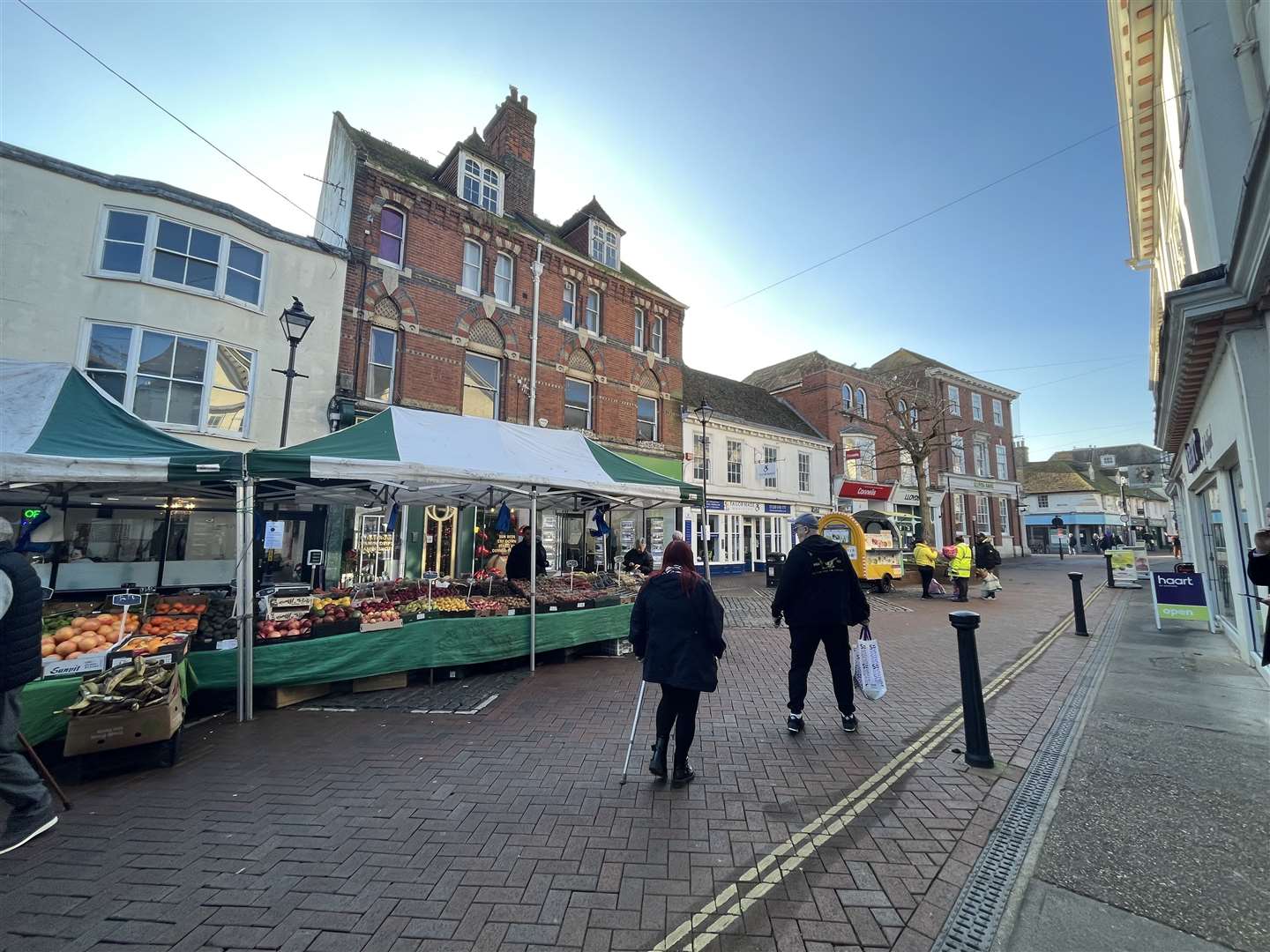 Two police officers and a woman were attacked in Ashford High Street. Stock picture