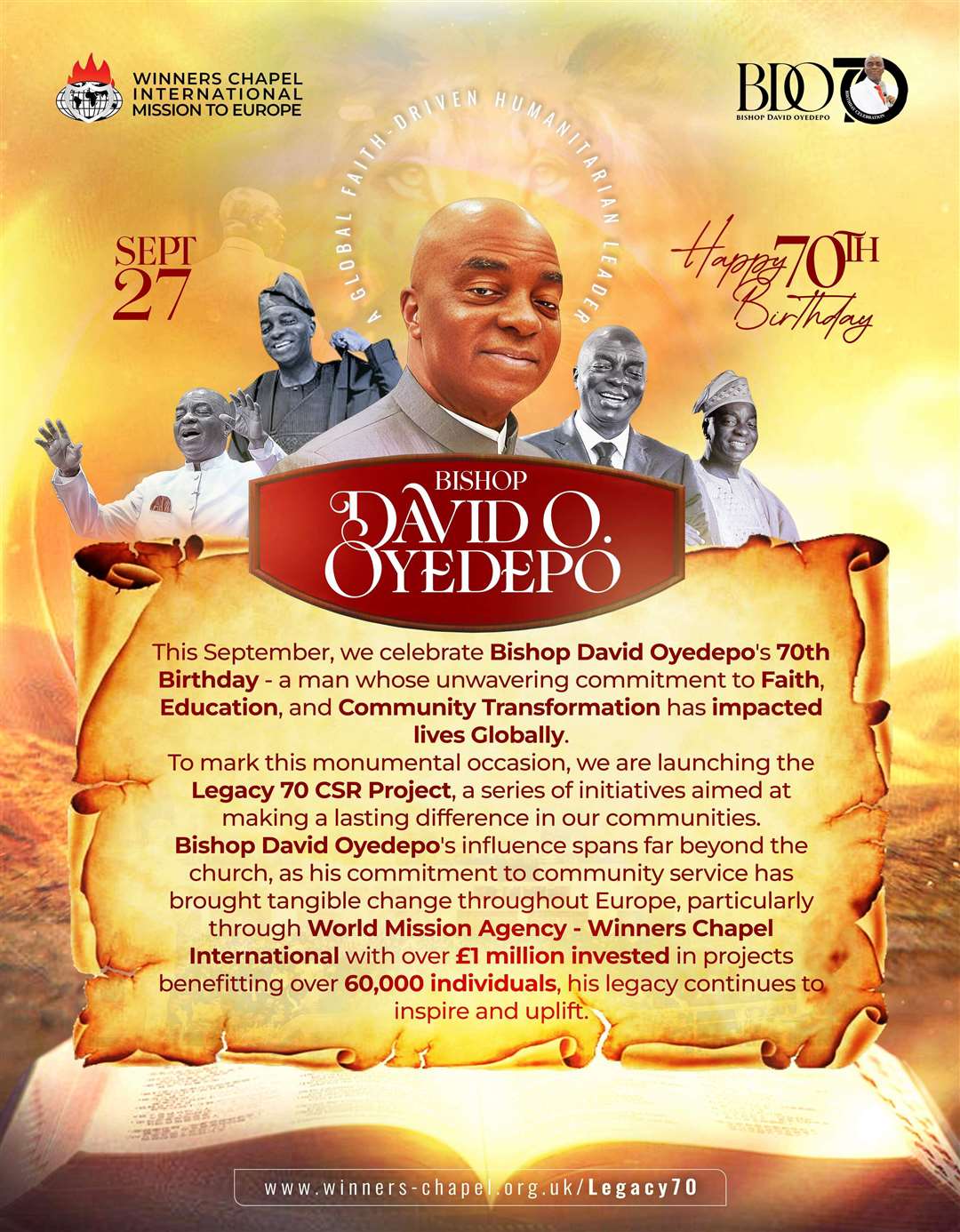 Celebrate Bishop David Oyedepo’s platinum anniversary by joining the ...