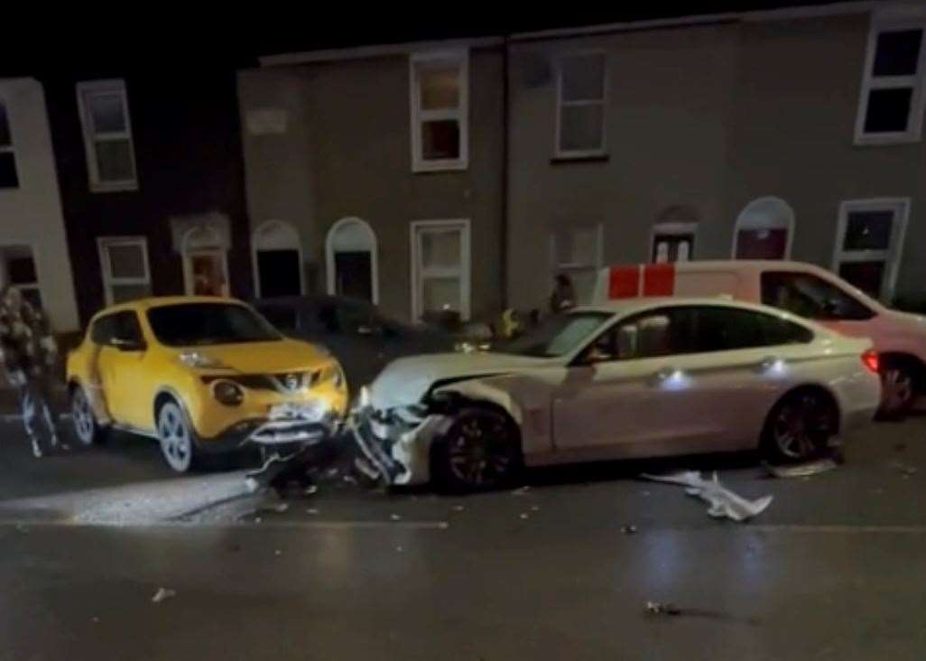 Three cars were involved in a crash in Dartford Road