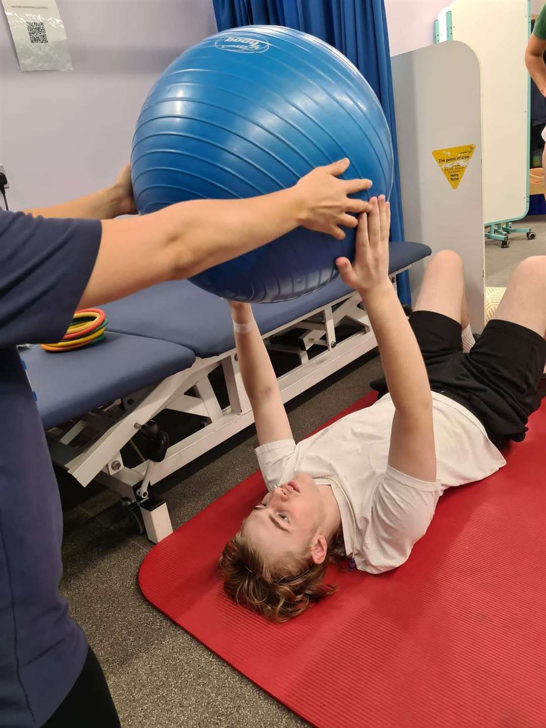 Warrick Allon during a physiotherapy session following his operation (University Hospital Southampton/PA)